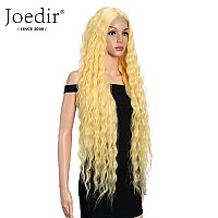 Joedir Lace Front Wigs 38 Super Long Wavy Synthetic Wig 45 Deep Part Hd Transparent Lace With Baby Hair For Women 130 Densit