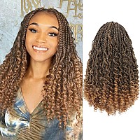 Toyotress Boho Box Braids Crochet Hair 20 Inch 8 Packs Ombre Blonde Box Braids Crochet Hair Curly End Crochet Braids Long Pre