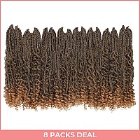 Toyotress Boho Box Braids Crochet Hair 20 Inch 8 Packs Ombre Blonde Box Braids Crochet Hair Curly End Crochet Braids Long Pre