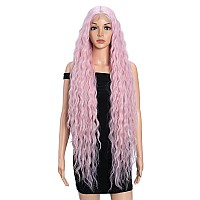 Joedir Lace Front Wigs 38 Super Long Wavy Synthetic Wig 45 Deep Part Hd Transparent Lace With Baby Hair For Women 130 Densit