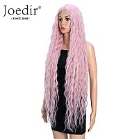 Joedir Lace Front Wigs 38 Super Long Wavy Synthetic Wig 45 Deep Part Hd Transparent Lace With Baby Hair For Women 130 Densit