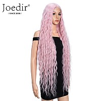 Joedir Lace Front Wigs 38 Super Long Wavy Synthetic Wig 45 Deep Part Hd Transparent Lace With Baby Hair For Women 130 Densit