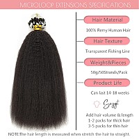 Micro Ring Loop Hair Extensions Microlink 20 Inch Kinky Straight Natural Color Remy Human Hair Micro Links Extensions Coarse Str