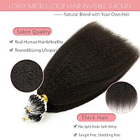 Micro Ring Loop Hair Extensions Microlink 20 Inch Kinky Straight Natural Color Remy Human Hair Micro Links Extensions Coarse Str