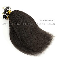 Micro Ring Loop Hair Extensions Microlink 20 Inch Kinky Straight Natural Color Remy Human Hair Micro Links Extensions Coarse Str