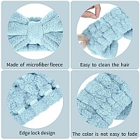 Mimitoou Spa Headband 3 Pack Bow Hair Bands Women Facial Makeup Headbands Soft Coral Fleece Elastic Head Wraps For Bathing Sho