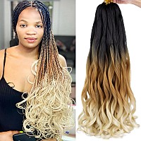 Unionbeauty 22 Inch French Curly Braiding Hair 8Pcs Pre Stretched Braiding Hair Ez Braids Loose Wave Crochet Hair Ombre Brown Bl