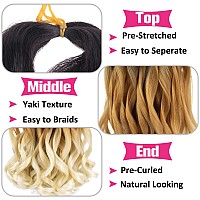 Unionbeauty 22 Inch French Curly Braiding Hair 8Pcs Pre Stretched Braiding Hair Ez Braids Loose Wave Crochet Hair Ombre Brown Bl