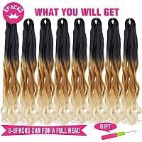 Unionbeauty 22 Inch French Curly Braiding Hair 8Pcs Pre Stretched Braiding Hair Ez Braids Loose Wave Crochet Hair Ombre Brown Bl