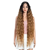 Joedir Lace Front Wigs 38 Super Long Wavy Synthetic Wig 45 Deep Part Hd Transparent Lace With Baby Hair For Women 130 Densit