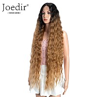 Joedir Lace Front Wigs 38 Super Long Wavy Synthetic Wig 45 Deep Part Hd Transparent Lace With Baby Hair For Women 130 Densit