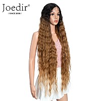 Joedir Lace Front Wigs 38 Super Long Wavy Synthetic Wig 45 Deep Part Hd Transparent Lace With Baby Hair For Women 130 Densit