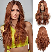 Esmee Long Ombre Auburn Wigs for Women Natuaral Synthetic Wavy Curly Hair Wig for Daily Party Cosplay Use-26 Inches