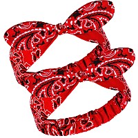 2 Pieces Bandana Headband For Women Knot Retro Print Headbands Paisley Print Headband Headwrap Adjustable Headwrapred