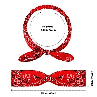 2 Pieces Bandana Headband For Women Knot Retro Print Headbands Paisley Print Headband Headwrap Adjustable Headwrapred