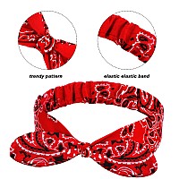 2 Pieces Bandana Headband For Women Knot Retro Print Headbands Paisley Print Headband Headwrap Adjustable Headwrapred