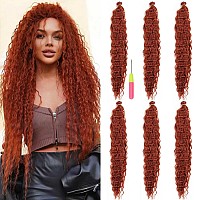 MAYSA Ocean Wave Crochet Hair Wavy Crochet Hair 22 inch Curly Crochet Synthetic Hair Extensions 6packs #350Copper Red