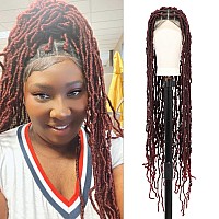 Olymei Faux Locs Wig Square Knotless Braided Wigs For Women Braided Locs Wig Human Hair Blended Braided Lace Wig With Baby Hair