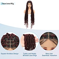 Olymei Faux Locs Wig Square Knotless Braided Wigs For Women Braided Locs Wig Human Hair Blended Braided Lace Wig With Baby Hair