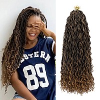 LIYATE Goddess Locs Crochet Hair 18 Inch 6 Packs Faux Locs Crochet Hair for Women Pre Looped Soft River Locs Crochet Braids with Curly Hair Boho Hippie Locs Synthetic Hair Extensions(T1B/27)