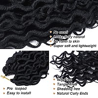 LIYATE Goddess Locs Crochet Hair 18 Inch 6 Packs Faux Locs Crochet Hair for Women Pre Looped Soft River Locs Crochet Braids with Curly Hair Boho Hippie Locs Synthetic Hair Extensions(1B)