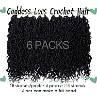 LIYATE Goddess Locs Crochet Hair 18 Inch 6 Packs Faux Locs Crochet Hair for Women Pre Looped Soft River Locs Crochet Braids with Curly Hair Boho Hippie Locs Synthetic Hair Extensions(1B)