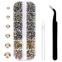 3792 Pcs Ghost Shiny Crystal Flatback Rhinestones Set For Nail Art Crafts Makeup Tumblers Glitter Round With Tweezers And Pi