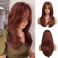 Esmee Long Auburn Women's Wig Layered Synthetic Hair Wig with Dark Roots for Everyday Party Cosplay Shooting, Wedding, Dating, Party Auburn wig - 20