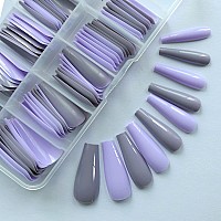 Lifextol Glossy Extra Long Fake Nail 100Pcs Mixed Color Press On Nails Full Cover Ballerina Artificial Coffin False Nails Decor