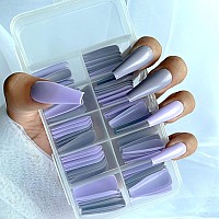 Lifextol Glossy Extra Long Fake Nail 100Pcs Mixed Color Press On Nails Full Cover Ballerina Artificial Coffin False Nails Decor