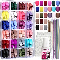 Fandamei Short Press On Nails 24 Packs 576Pcs Short Round Press On Nails Matte Acrylic Short Small Fake Nails Full Cover Matt