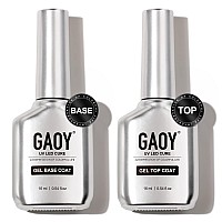 Gaoy 16Ml 2 Pcs Glassy Gel Top Coat And Base Coat Setno Wipe Foundation Combination For Uv Light Cure Nail Polish