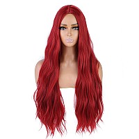 Lady Miranda Red Wig Long Curly Wavy Red Wigs for Women Heat Resistant Synthetic Hair Halloween Weave Full Wigs For Women 28 Inches