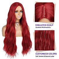 Lady Miranda Red Wig Long Curly Wavy Red Wigs for Women Heat Resistant Synthetic Hair Halloween Weave Full Wigs For Women 28 Inches