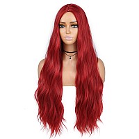 Lady Miranda Red Wig Long Curly Wavy Red Wigs for Women Heat Resistant Synthetic Hair Halloween Weave Full Wigs For Women 28 Inches