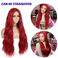 Lady Miranda Red Wig Long Curly Wavy Red Wigs for Women Heat Resistant Synthetic Hair Halloween Weave Full Wigs For Women 28 Inches