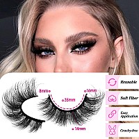 False Eyelashes Fluffy Wispy Mink Lashes 16mm Natural Full Volume Pesta