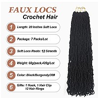 Faux Locs Crochet Hair Soft Locs 20 Inches 7 Packs Crochet Locs Crochet Hair Black Natural Wave Braids Hair Extensions Distresse