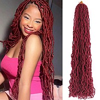 Faux Locs Crochet Hair 32 Inch Soft Locs Burgundy Crochet Hair 7 Packs Red Goddess Locs Braids Hair Extensions For Black Women and Girls (32 Inch (Packs of 7), BUG#)