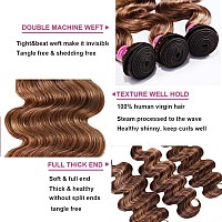 UNICE Body Wave Honey Blonde Highlight Human Hair Weave 3 Bundles Ombre 100% Brazilian Human Hair Weaves for Sew in Extensions TL412 Color 8 10 12 inch