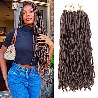 Pre Looped Faux Locs Crochet Hair New Soft Locs Dark Brown 20 Inch 7 Packs Crochet Locs Hair Braids Goddess Locs Hair Extensions For Black Women and Girls(20 Inch (Packs of 7), 30#)