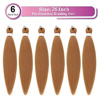 Braiding Hair Pre Stretched Honey Blonde Ez Braiding Hair 6 Packslot 26 Inches Yaki Texture Braiding Hair Hot Water Setting Syn