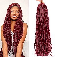 Aayubb Faux Locs Crochet Hair Burgundy Soft Locs 20 Inch Pre Looped Crochet Braids 7 Packs Goddess Locs Crochet Hair Extensions for Black Women and Girls (20 Inch (Packs of 7), BUG#)