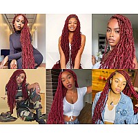 Aayubb Faux Locs Crochet Hair Burgundy Soft Locs 20 Inch Pre Looped Crochet Braids 7 Packs Goddess Locs Crochet Hair Extensions for Black Women and Girls (20 Inch (Packs of 7), BUG#)