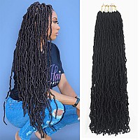 26 Inch Soft Locs Crochet Hair 7 Packs Faux Locs Crochet Hair Pre Looped Locs Hair Braids Goddess Locs Hair Black Distressed New