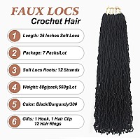 26 Inch Soft Locs Crochet Hair 7 Packs Faux Locs Crochet Hair Pre Looped Locs Hair Braids Goddess Locs Hair Black Distressed New