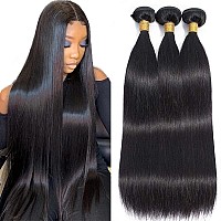 10A Straight Hair Bundles Brazilian Virgin Human Hair Bundles Straight 30 30 30 Inch 100 Unprocessed Virgin Hair Straight Weave