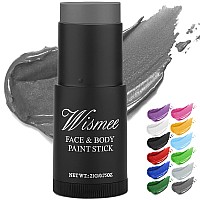 Wismee Dark Grey Face Paint Stick (0.76Oz) Non-Toxic Oil Based Face Makeup Body Paint Stick High Pigmented Body Paint Stick Makeup Caryons for Halloween Special Effect Sfx Makeup