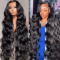 Pizazz 13X4 Transparent Lace Front Wigs Human Hair Pre Plucked With Baby Hair 180 Density Glueless Body Wave Frontal Wigs Human