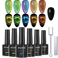 Mizhse 9D Cat Eye Gel Nail Polish Magnetic Gel Polish Set 10 Ml 6 Colors With 2 Magnets Chameleon Magic Galaxy Effect Nail Pol